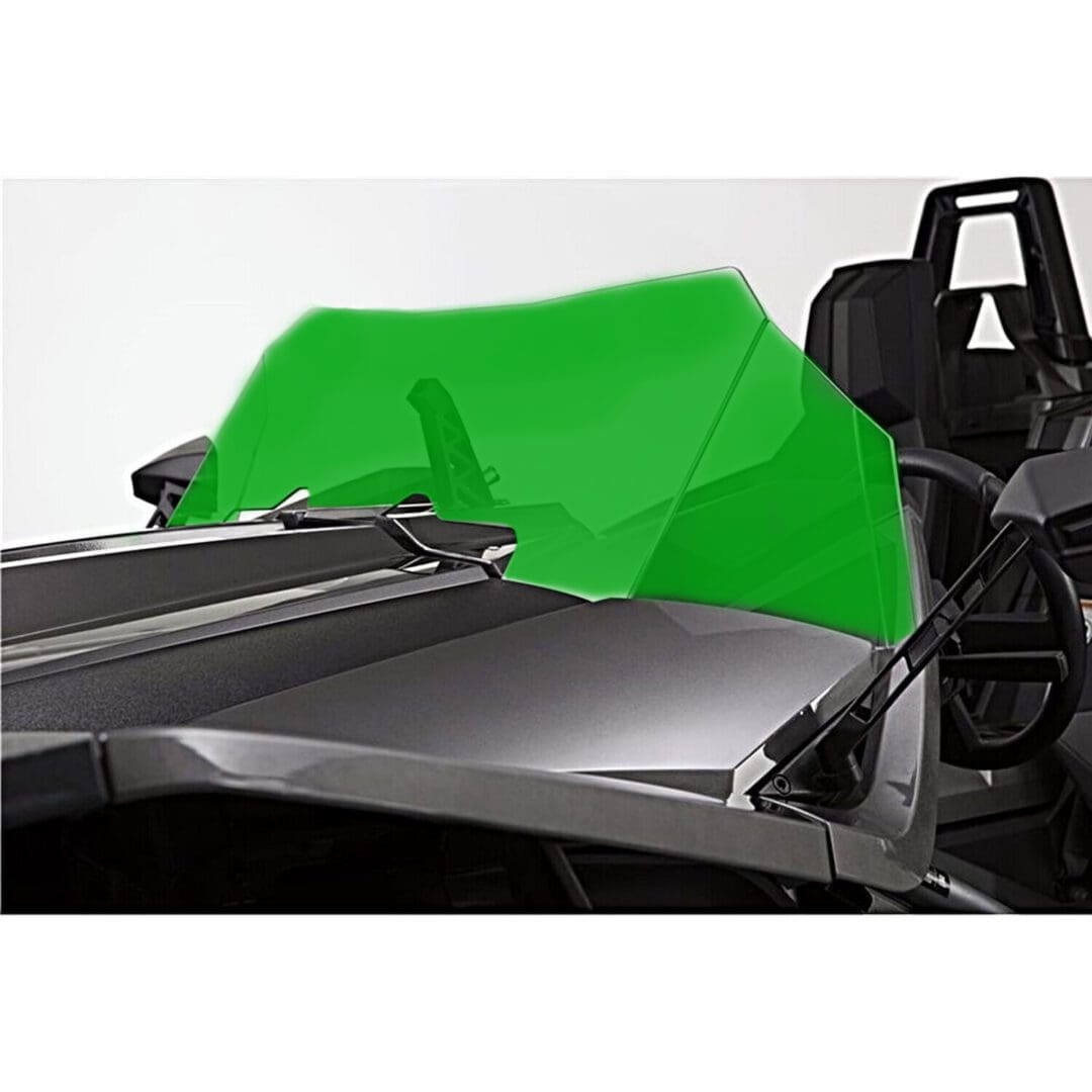 OEM MAIN Greend Green racing car windshield with sleek black body.