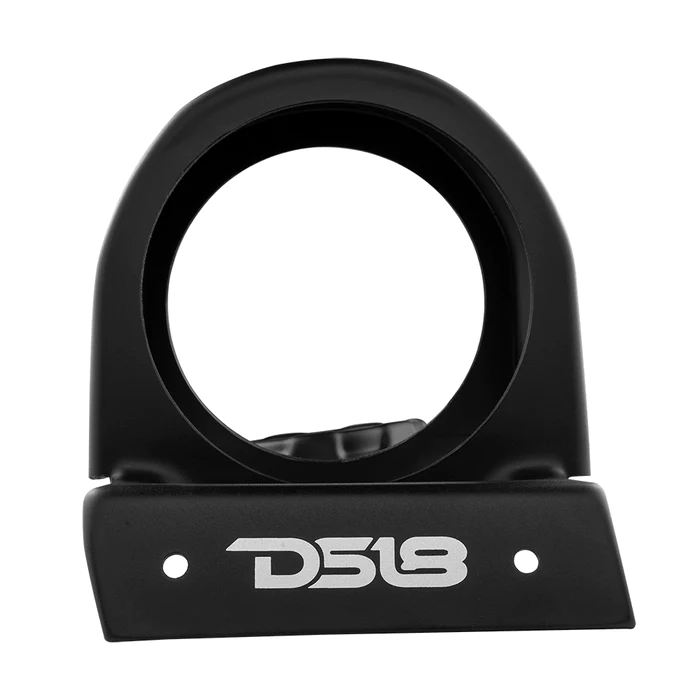 Black DS18 branded metal bracket with a circular opening.