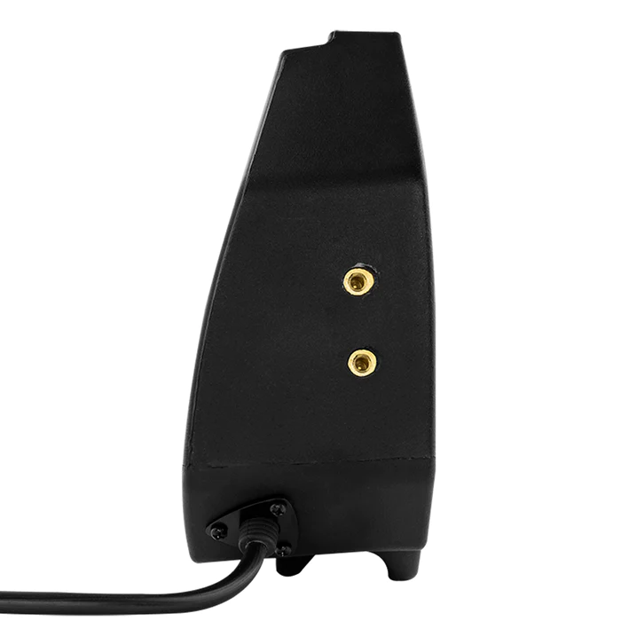 DSC8SLG-SP6LD-SIDE-R_700x Black vertical electronic device with cable and two gold connectors.