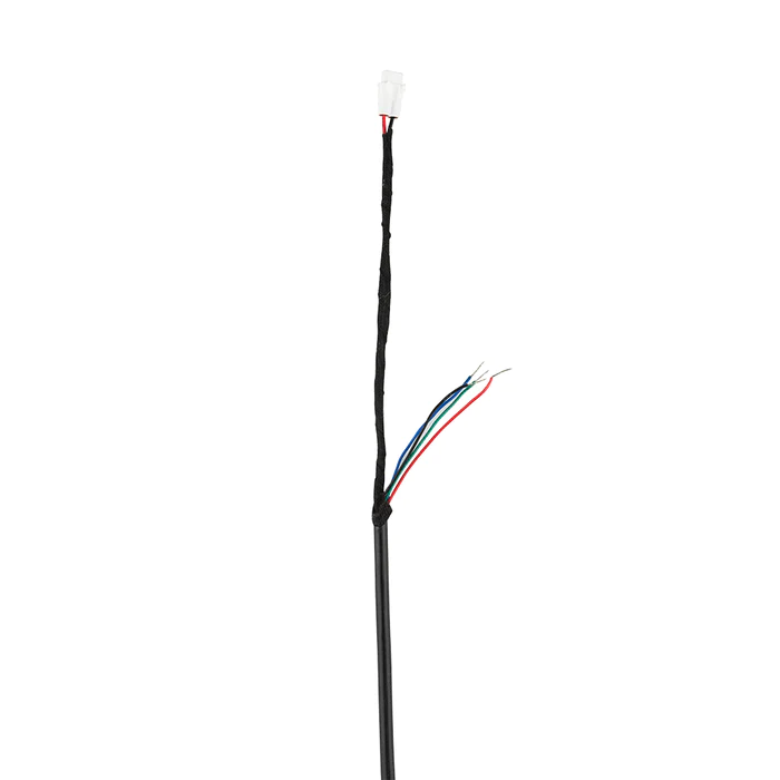 SLG-FKP6-CONNECTOR_700x A black cable with exposed multicolored wires at the end.
