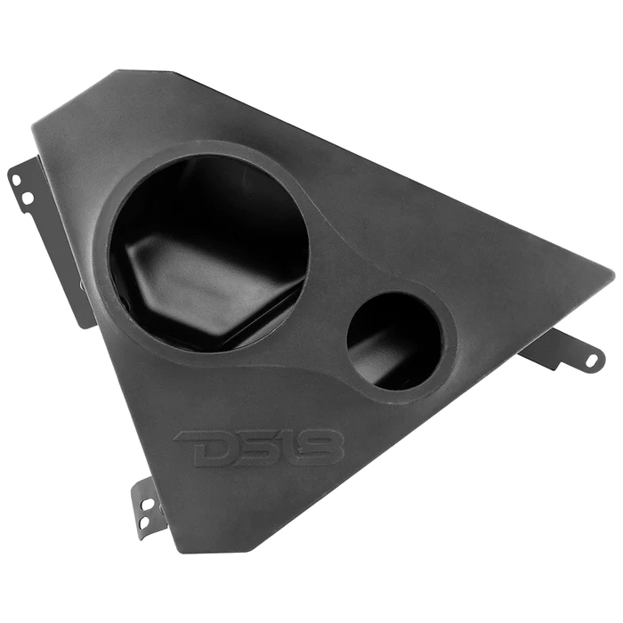 SLG-FKP6-FRONT-PASSENGER_700x Black triangular car cup holder with two compartments.