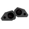 Two black automotive gauge pods with circular openings for instruments.