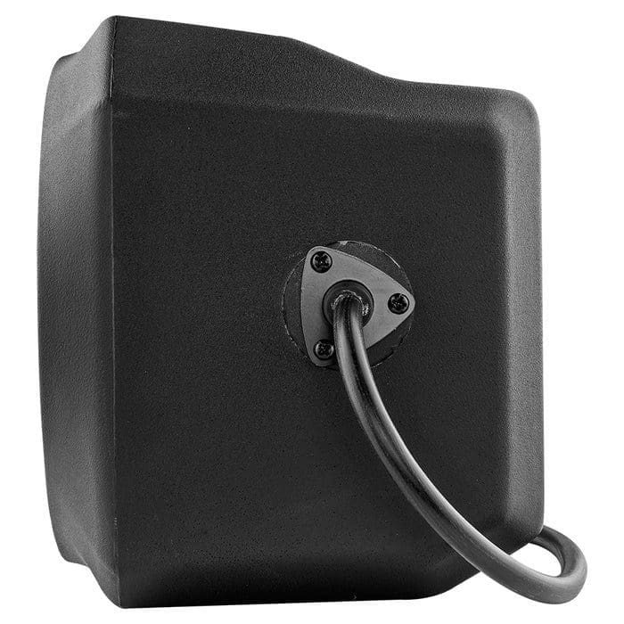 SLG-UDSD6-RIGHT-SIDE_700x Black square aquarium filter with hose attachment.