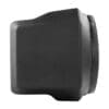 A black camera lens hood attachment.