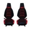 red Pair of black and red ergonomic car seats with modern design.