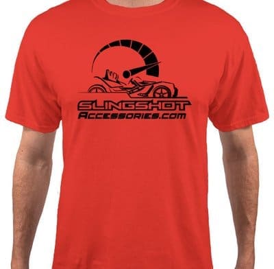preview (1) Red T-shirt with a black graphic and text design.