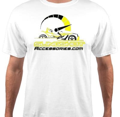 preview (3) White t-shirt with a graphic design featuring a stylized helmet and yellow accents.