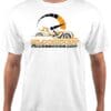 preview (7) White t-shirt with a vintage motorbike and helmet graphic design.