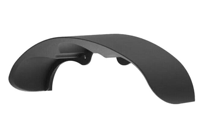 Black ergonomic wrist rest for computer use.