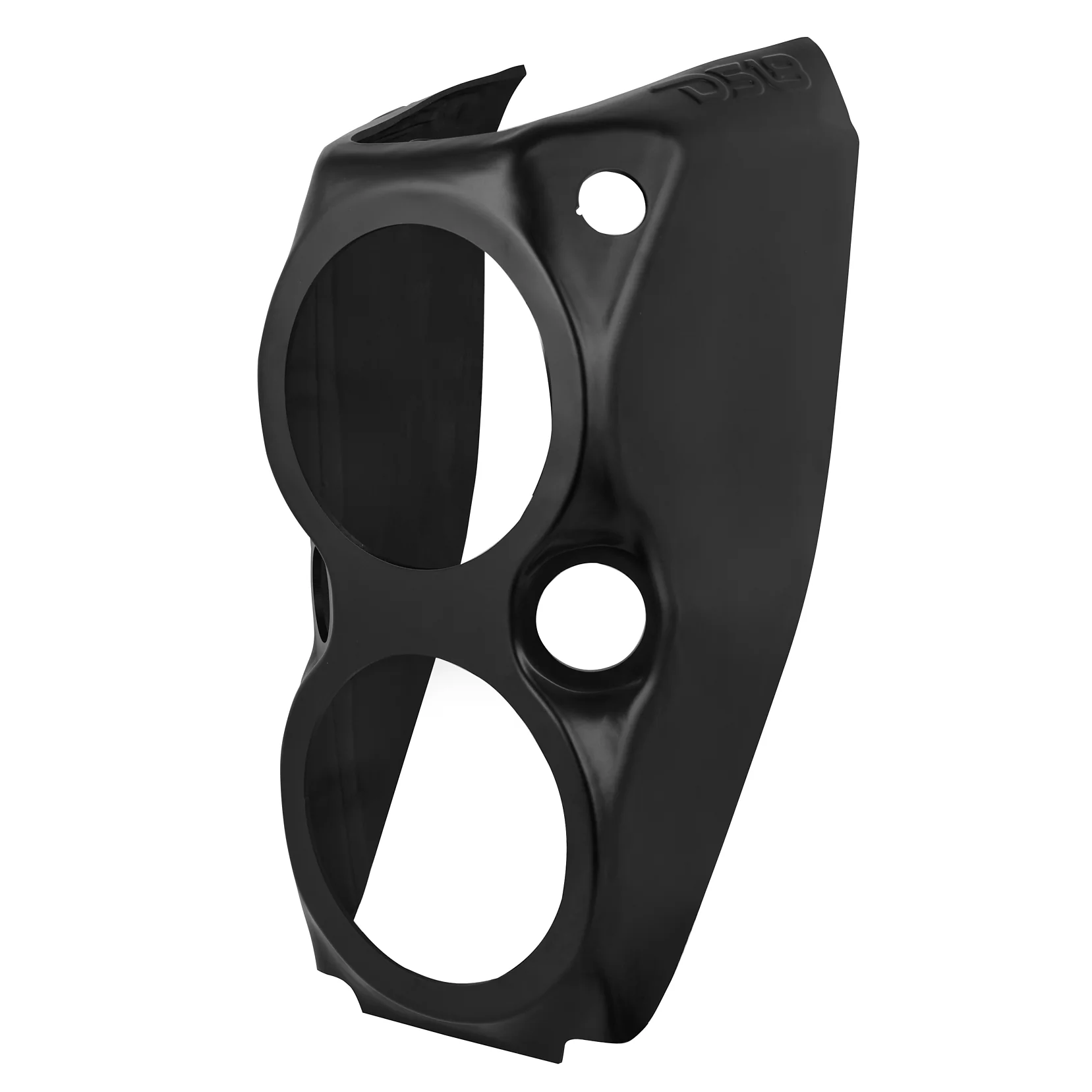 Black plastic dual gauge pod with two circular openings.